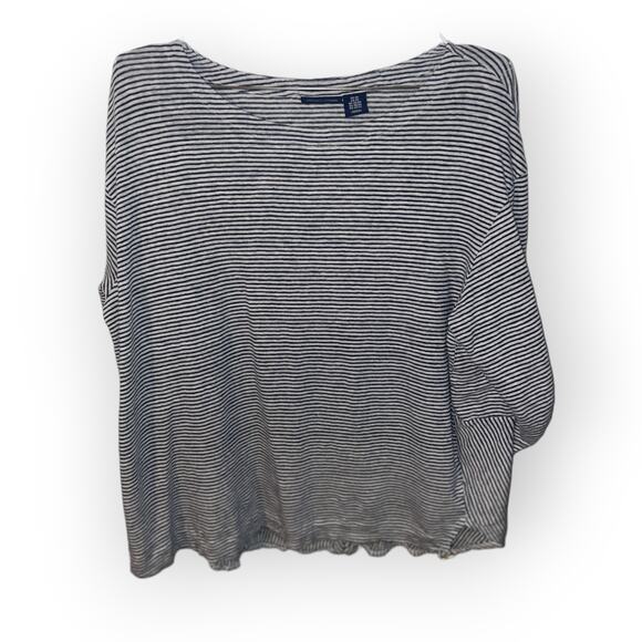 Adrienne Vittadini Tops - Adrienne Vittadini 100% linen Sz 2xL 3/4 length sleeve striped top